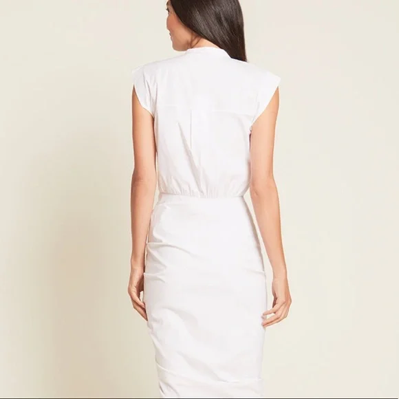 Veronica beard ruched shirt dress white dress - Picture 2 of 7